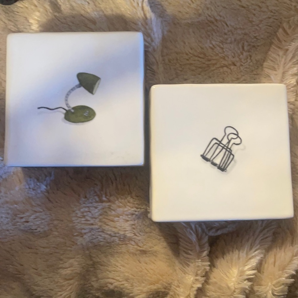 Set of Two Rae Dunn Office Paperweights Lamp/Clip